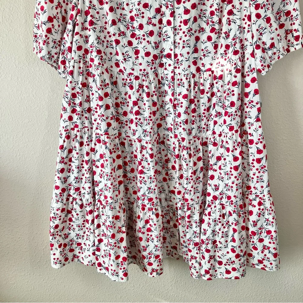 ELIZA J Boho Babydoll Dress 16W Poppy Floral Puff Sleeve Tiered Summer Vacation - Picture 5 of 13